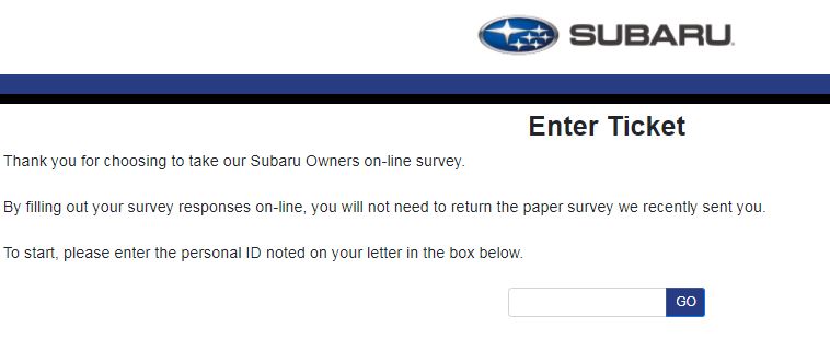 www.survey.subaru.com - Get Validation Code - Subaru Survey